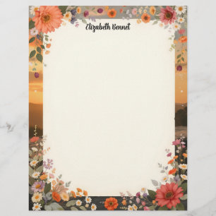 Papel de papelería Floral Sunset