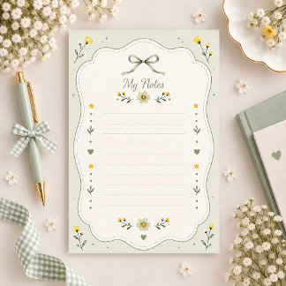 Papel de papelería floral verde salvia con estilo