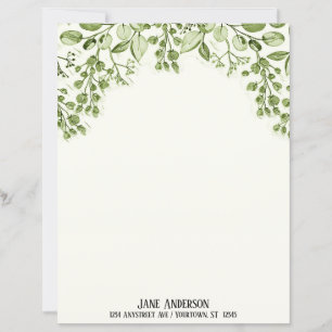 Papel de papelería Hojas verdes y bayas