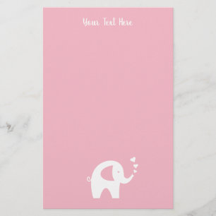 Papel de papelería para baby shower de niña elefan