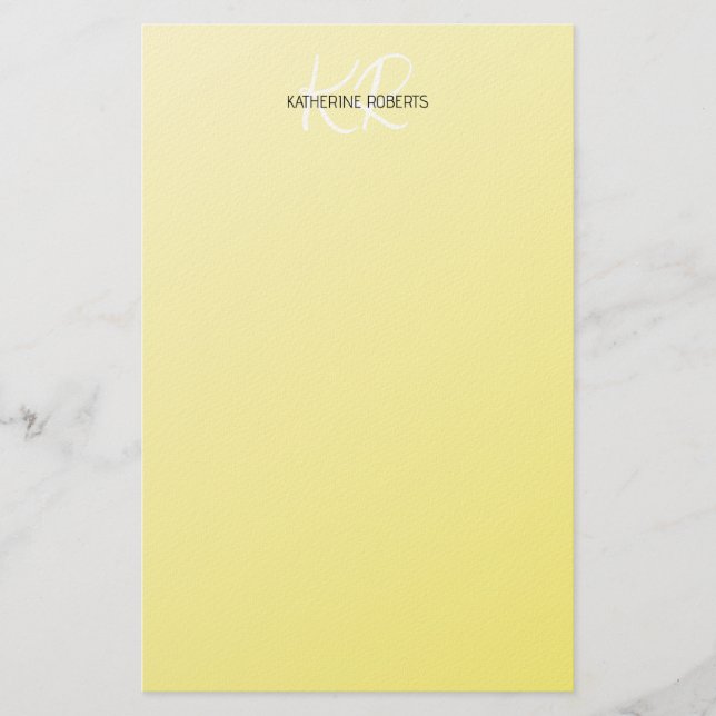 Papel de papelería personalizada amarillo limón (Anverso)
