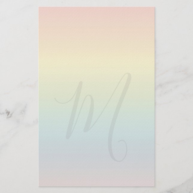 Papel de papelería personalizada arcoíris pastel (Anverso)