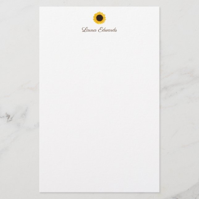 Papel de papelería personalizada de girasol amaril (Anverso)