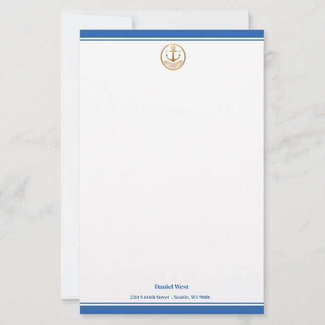 Papel de papelería personalizada de temática marít (Anverso)