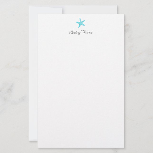 Papel de papelería personalizada estrella de mar a (Anverso)