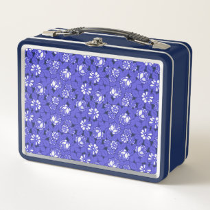 Papel de pared barroco con motivos florales azules