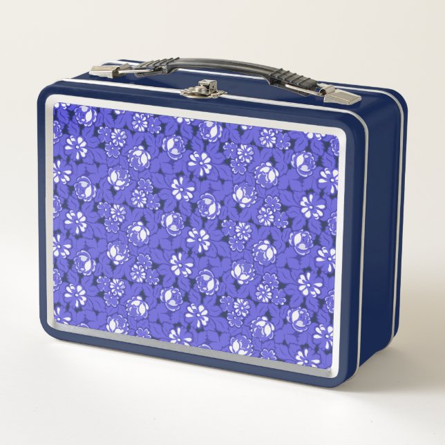 Papel de pared barroco con motivos florales azules (Anverso)