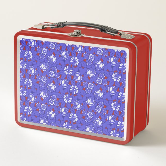 Papel de pared barroco con motivos florales azules (Anverso)