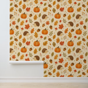 Papel de pared con patrón bosque de otoño