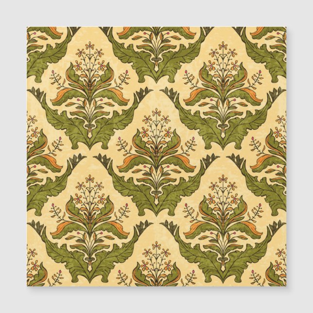 Papel de pared de flores clásico: damasco estiliza (Anverso)