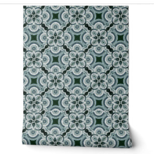 Papel de pared geométrico verde y turquesa de 2' x