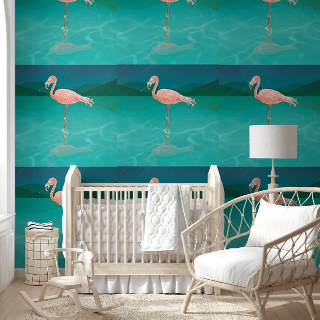 PAPEL DE PARED TROPICAL DE FLAMINGO PINCHO (Niños)