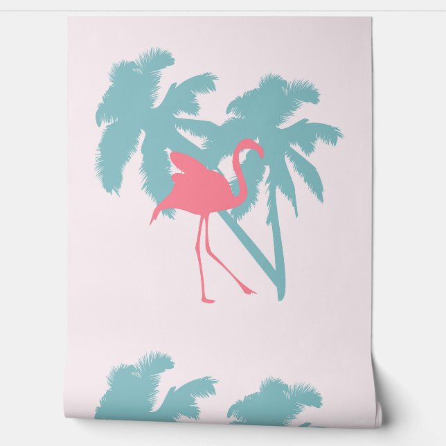 PAPEL DE PARED TROPICAL DE FLAMINGO PINCHO (Desenrollar)