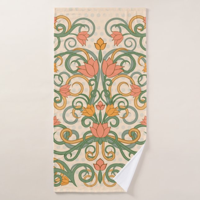 Papel de paredes florales en estilo art nouveau, V (Toalla de baño)