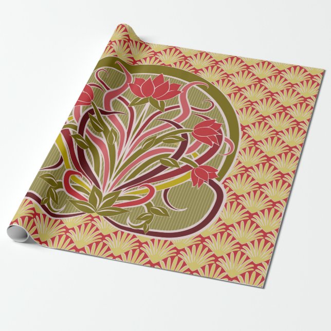 Papel de paredes florales en estilo art nouveau, v (Desenrollado)