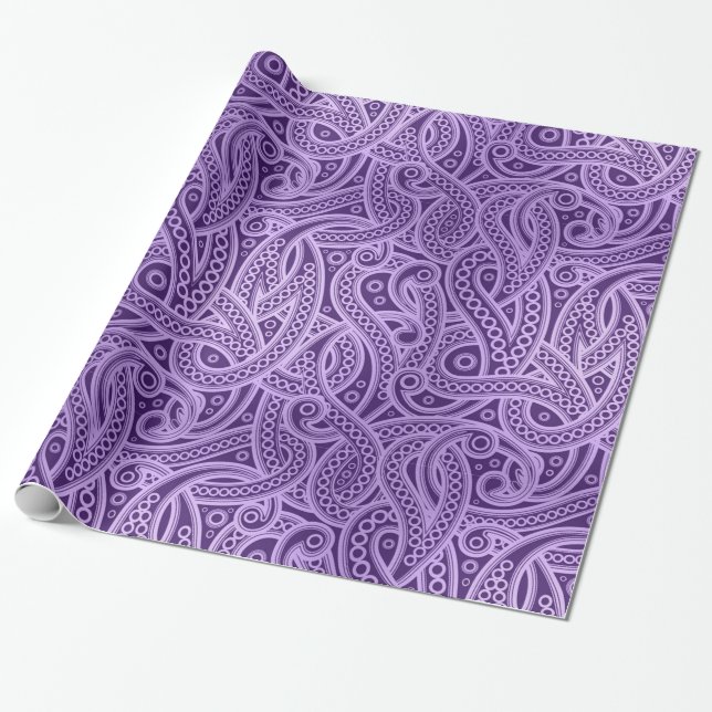 Papel de patrón de paisley Funky Purple Abstract (Desenrollado)