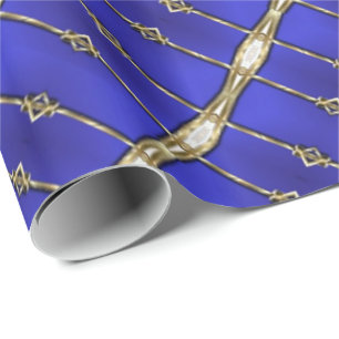 Papel de patrón desechado azul y dorado