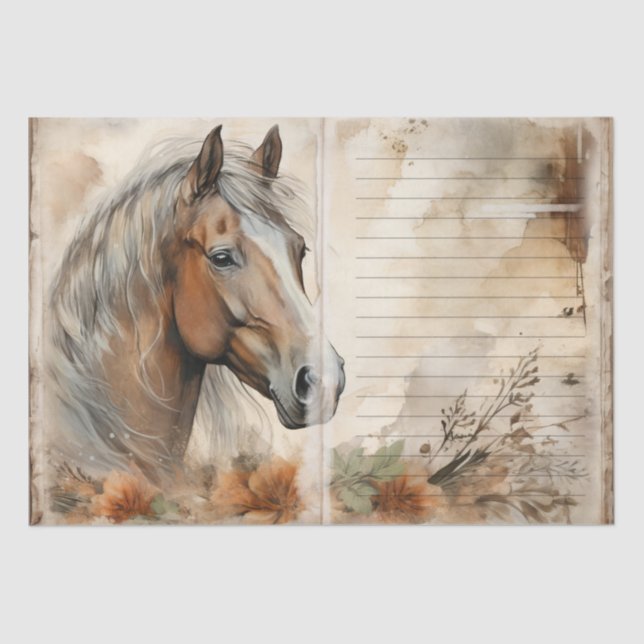 Papel de periódico basura chic de Horse Shabby (Anverso)