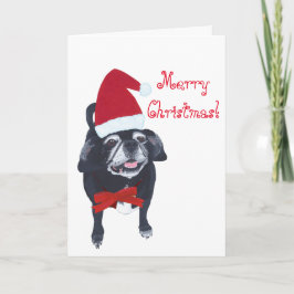 Papel de perro de Santa Pug pintando tarjetas navi