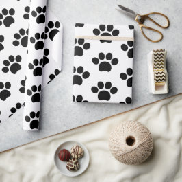 Papel de perro gato negro tierno lindo en blanco 