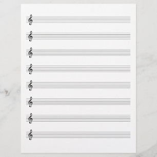 Papel de personal del manuscrito de música Treble