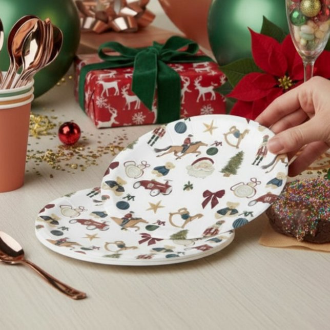 Papel de plato de juguetes de Navidad en acuarela (Subido por el creador)