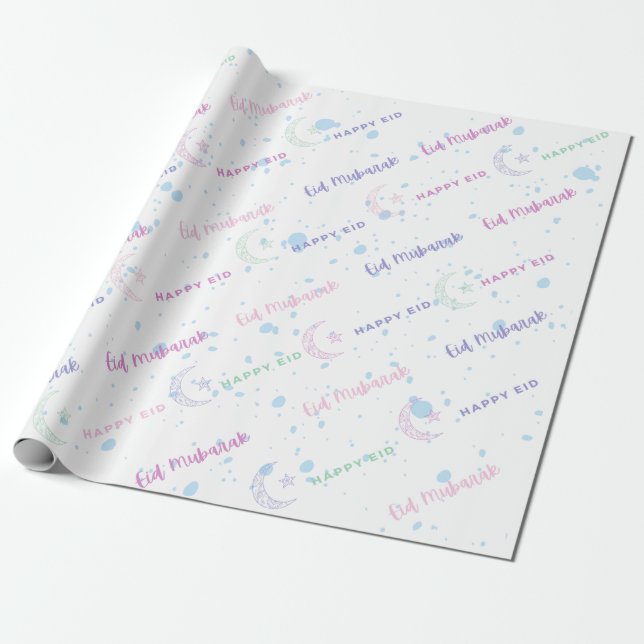 Papel de preparación de Eid Mubarak/ Happy Eid/Ram (Desenrollado)