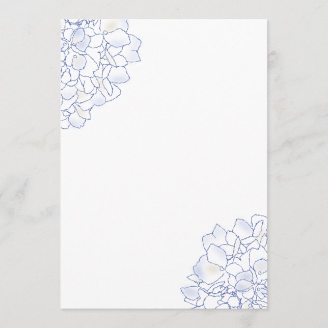 Papel de programa de boda blanco arte Hortensia (Anverso)