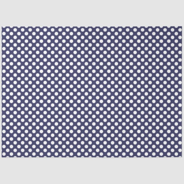 Papel de punto de polka azul y blanco de la marina (Anverso)