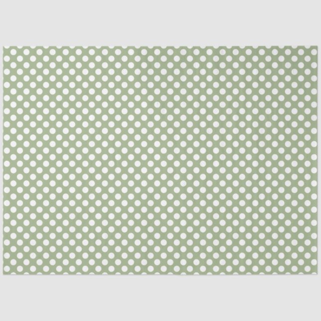 Papel de punto verde y polka blanco sabio (Anverso)