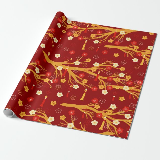 Papel de ramas y bornes de Año Nuevo chino (Desenrollado)