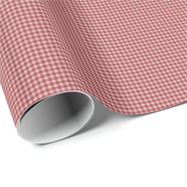 PAPEL DE RAPAS DE GIFT-Gingham DE Borgoña (Esquina del rollo)