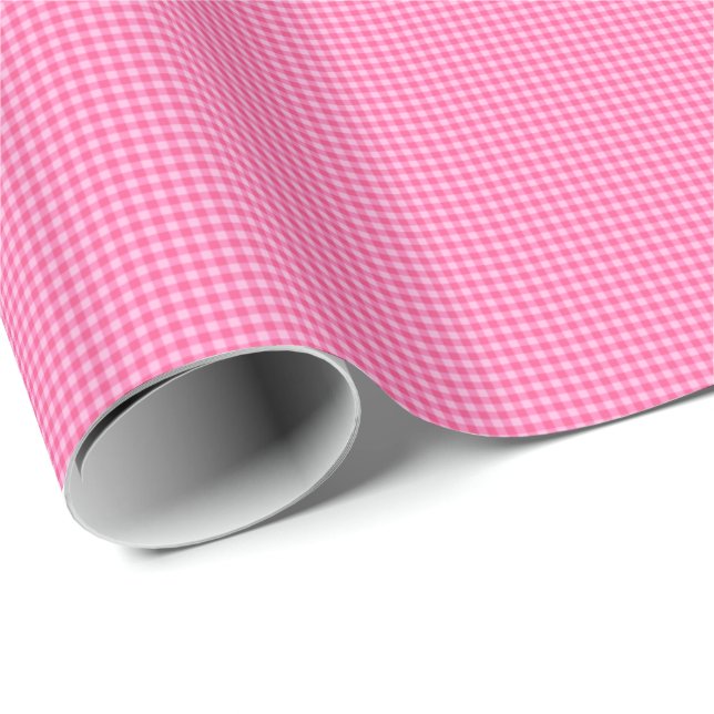 PAPEL DE RAPAS DE Gingham-GIFT Pink-White Pastel (Esquina del rollo)