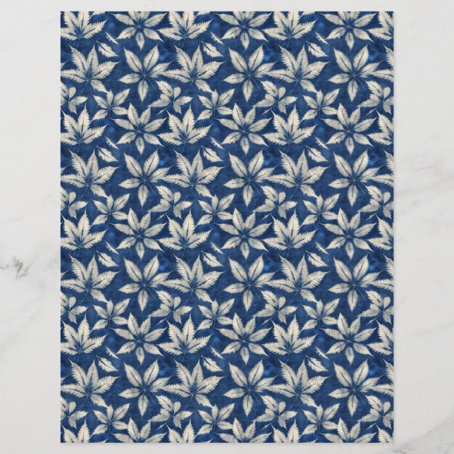 Papel de rayado de hojas de arce azul índigo (Anverso)