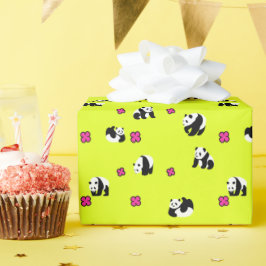 PAPEL DE REGALO ネオンイエローのかわいいパンダ♡