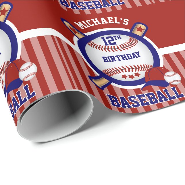 Papel De Regalo 00o Fiesta de cumpleaños - béisbol (Esquina del rollo)