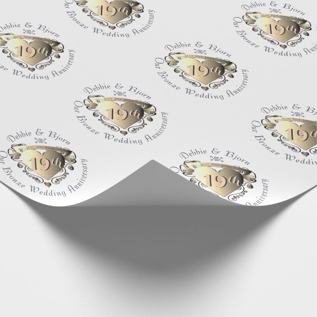 Papel De Regalo 1º, 8º, 19º, 50º Aniversario del Boda (Esquina)