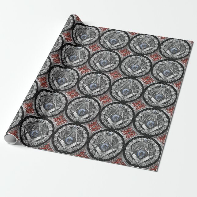 Papel De Regalo [100] Master Mason - Silver Square & Compass (Desenrollado)