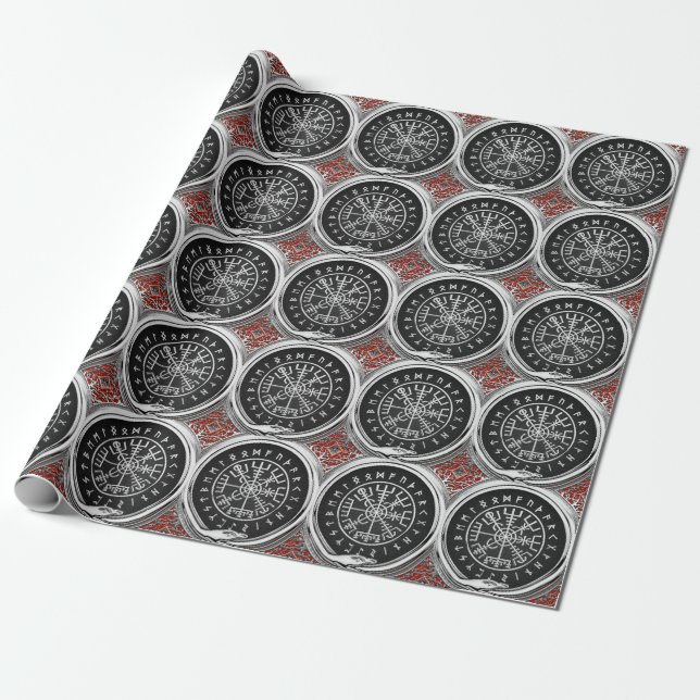 Papel De Regalo [100] Vegvisir - Viking Silver Magic Runic Compass (Desenrollado)