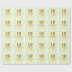 Papel De Regalo 10 aniversario de boda nombre pastel amarillo retr