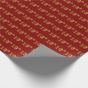 Papel De Regalo 10mo (décimo) acontecimiento del oro rojo, falso