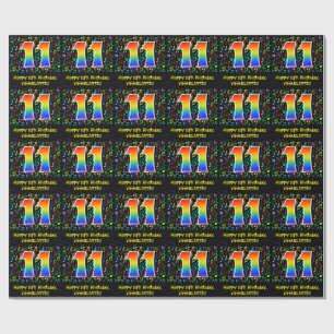 Papel De Regalo 11.º cumpleaños: Símbolos musicales coloridos, arc