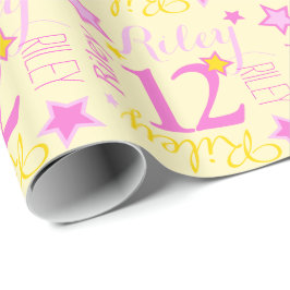 Papel De Regalo 12.ª estrella de cumpleaños nombre personalizado r