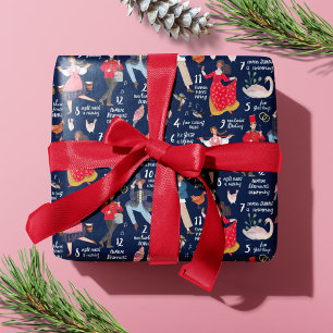 Papel De Regalo 12 Días de Navidad azul