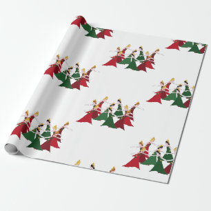 Papel De Regalo 12 días de Navidades 9 damas bailando