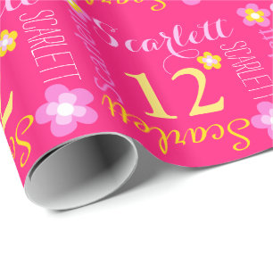 Papel De Regalo 12mo abrigo personalizado flor del cumpleaños de