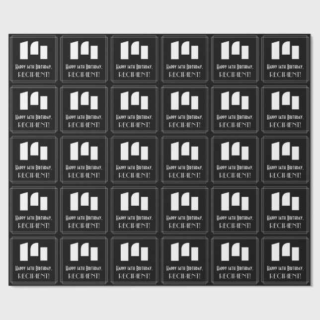 Papel De Regalo 14 Aniversario del nacimiento: Aspecto inspirado p (Superficie plana)