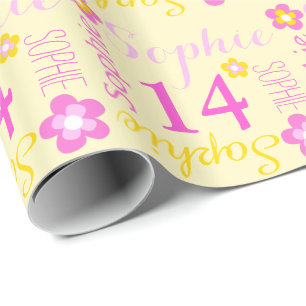 Papel De Regalo 14to abrigo personalizado flor del cumpleaños de