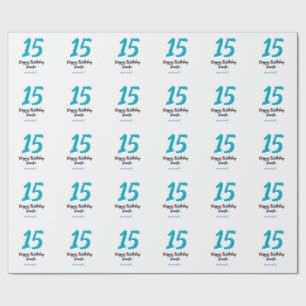 Papel De Regalo 15 años quiencenera añadir fecha año azul templ