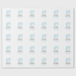 Papel De Regalo 15th quinceanera birthday blue black bold letter n